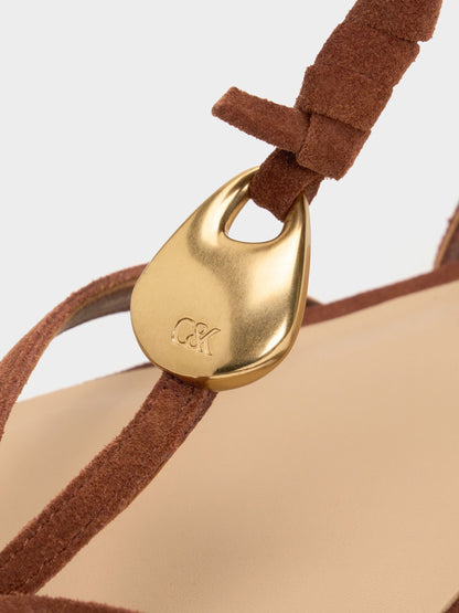 Adema Leather Strappy Thong Sandals - Brown | CHARLES & KEITH