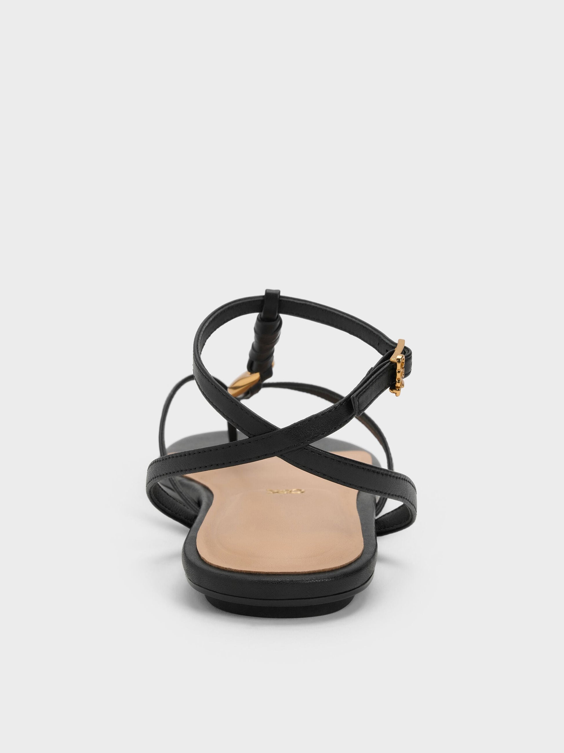 Adema Leather Strappy Thong Sandals - Black | CHARLES & KEITH