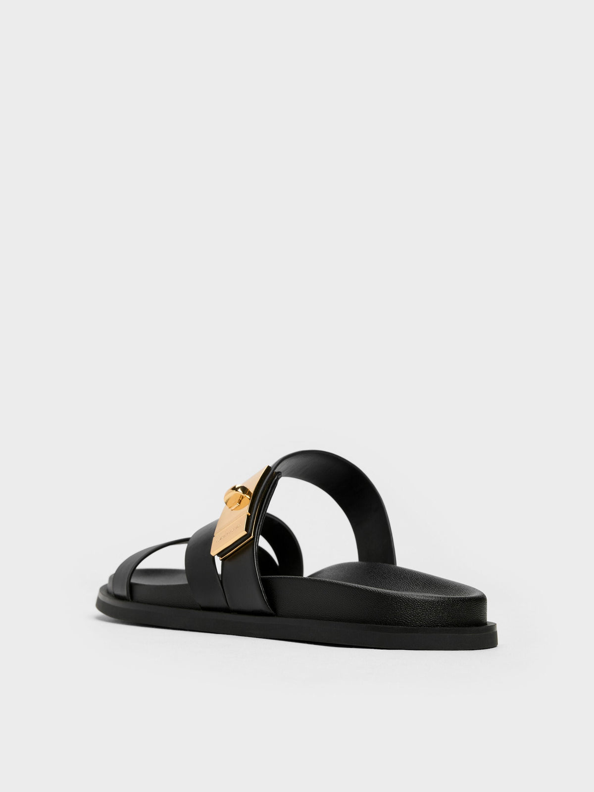 Aelin Metallic-Buckle Strappy Sandals - Black | CHARLES & KEITH