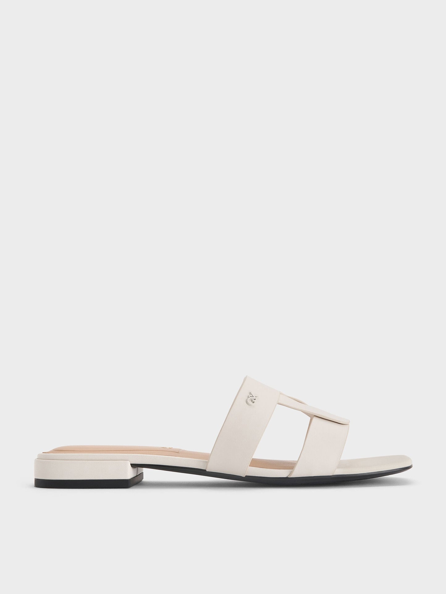 Petina Leather Slide Sandals - White | CHARLES & KEITH