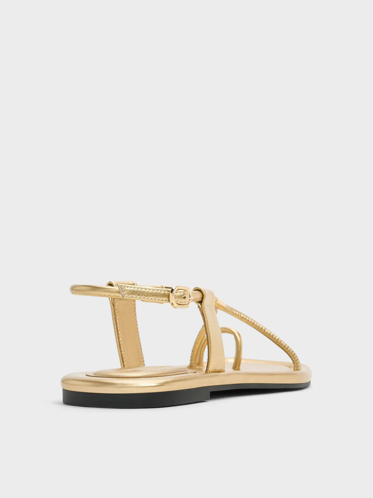 Metallic-Accent Toe-Ring Sandals - Gold | CHARLES & KEITH