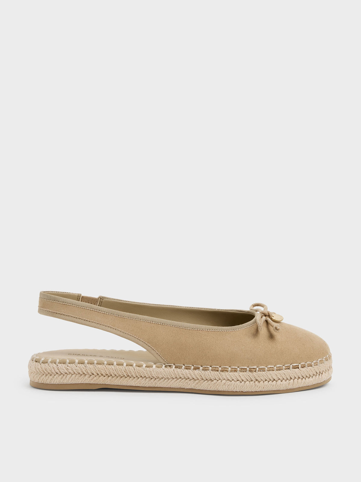 Faux Suede Bow Slingback Espadrilles - Sand | CHARLES & KEITH