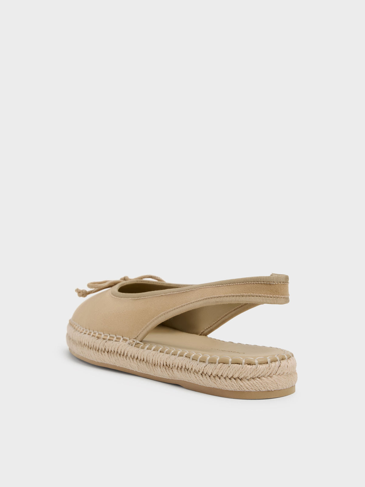 Faux Suede Bow Slingback Espadrilles - Sand | CHARLES & KEITH