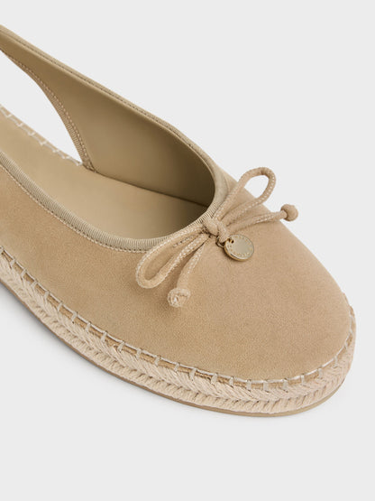 Faux Suede Bow Slingback Espadrilles - Sand | CHARLES & KEITH