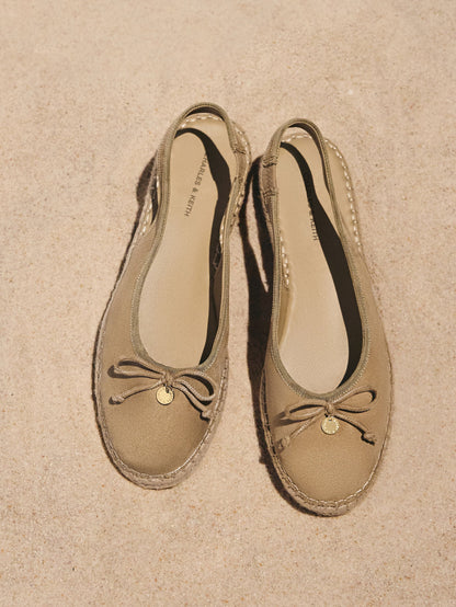 Faux Suede Bow Slingback Espadrilles - Sand | CHARLES & KEITH