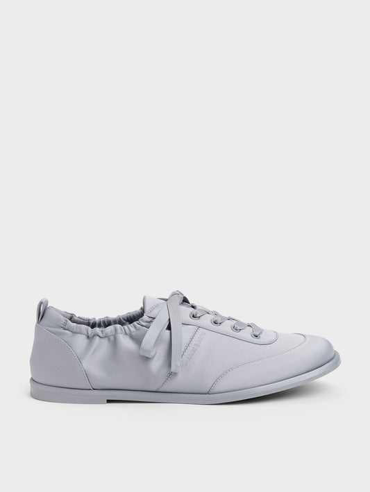 Satin Ruched Sneakers - Grey | CHARLES & KEITH