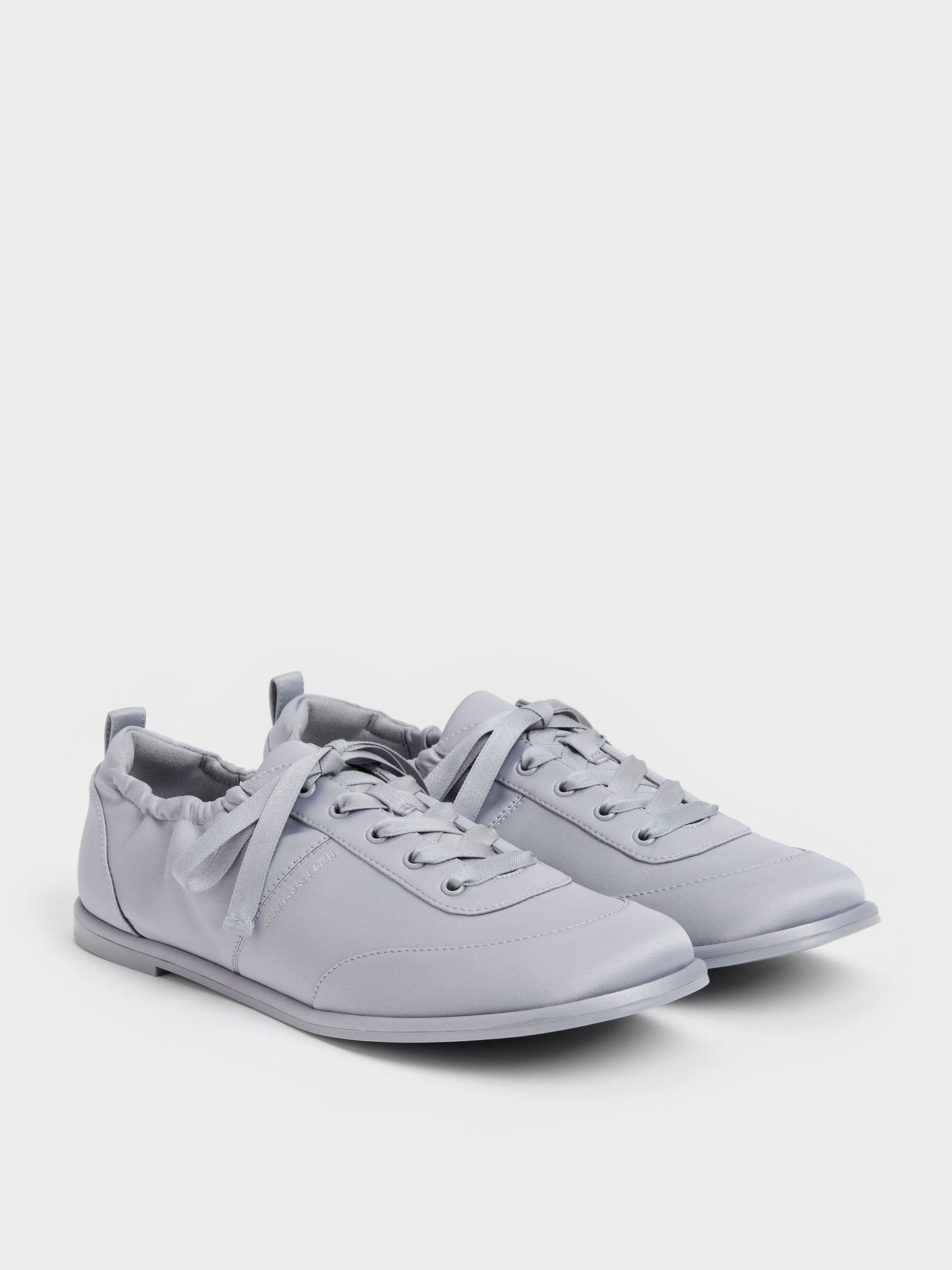 Satin Ruched Sneakers - Grey | CHARLES & KEITH