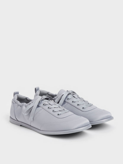 Satin Ruched Sneakers - Grey | CHARLES & KEITH