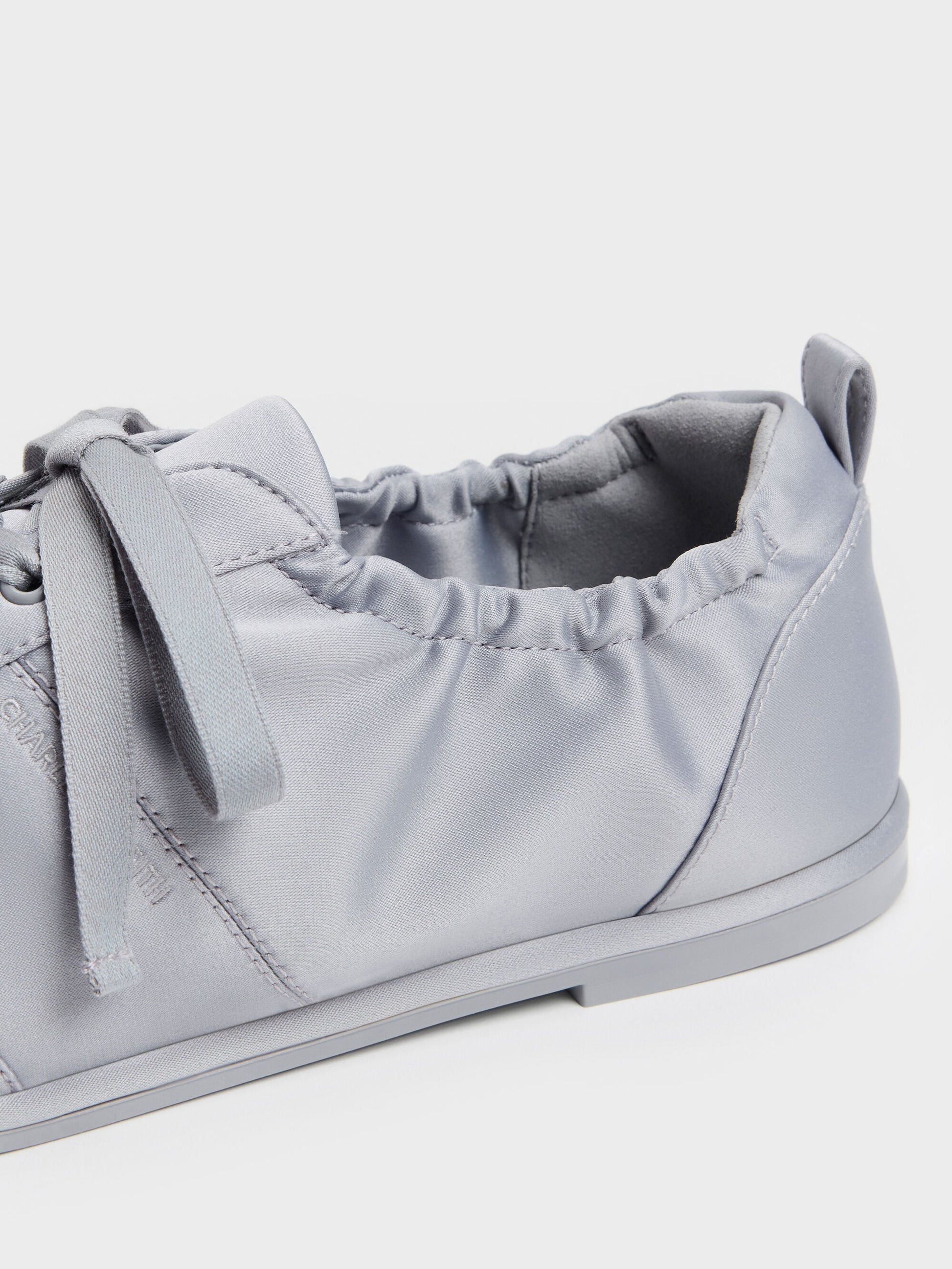 Satin Ruched Sneakers - Grey | CHARLES & KEITH