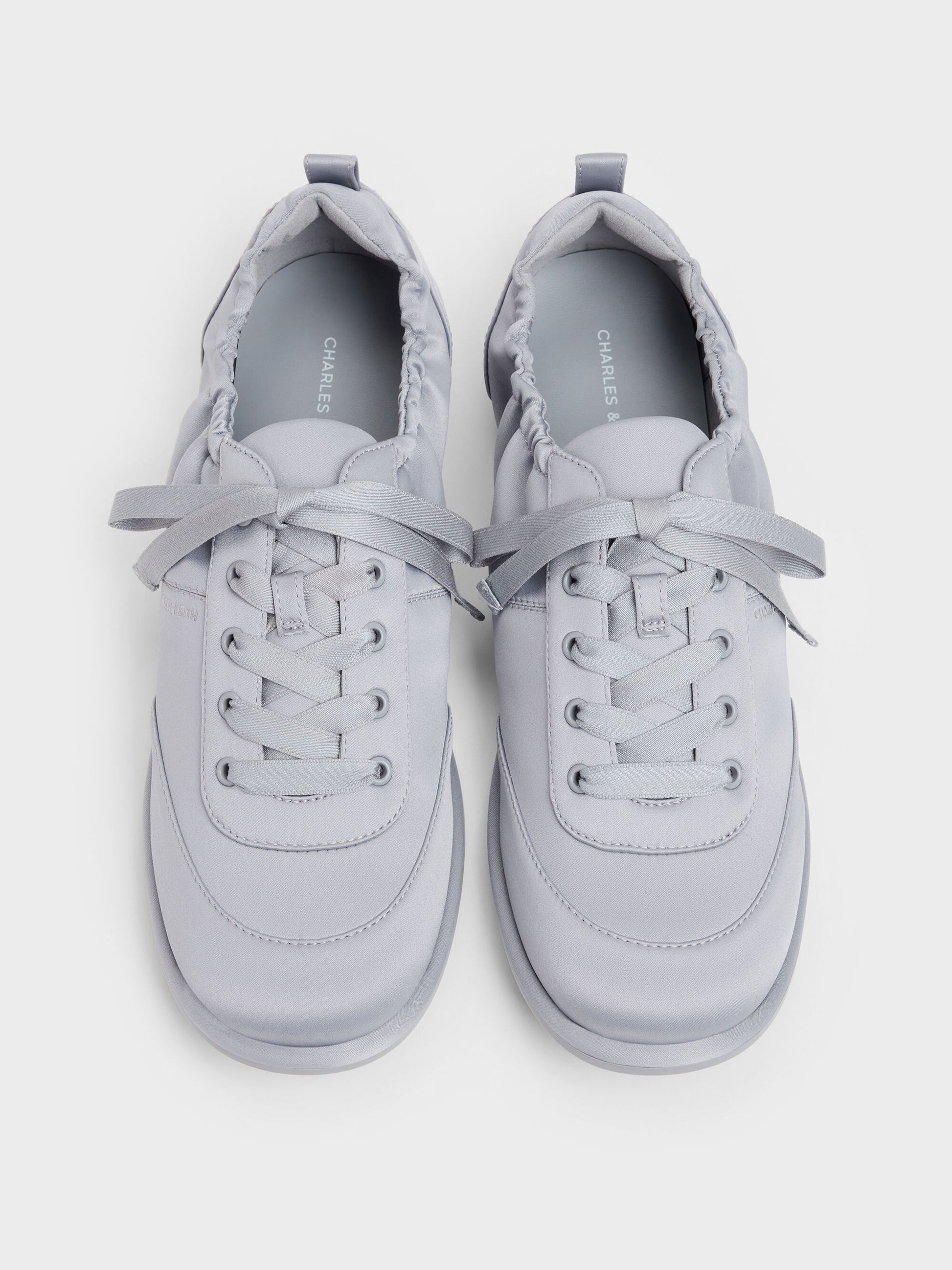 Satin Ruched Sneakers - Grey | CHARLES & KEITH