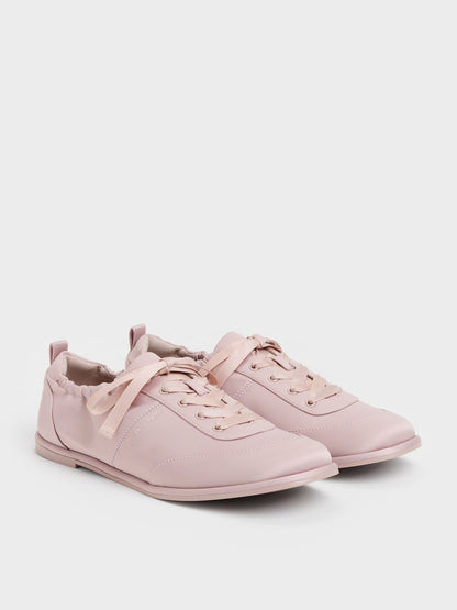 Satin Ruched Sneakers - Pink | CHARLES & KEITH