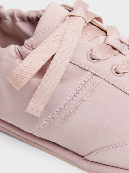 Satin Ruched Sneakers - Pink | CHARLES & KEITH