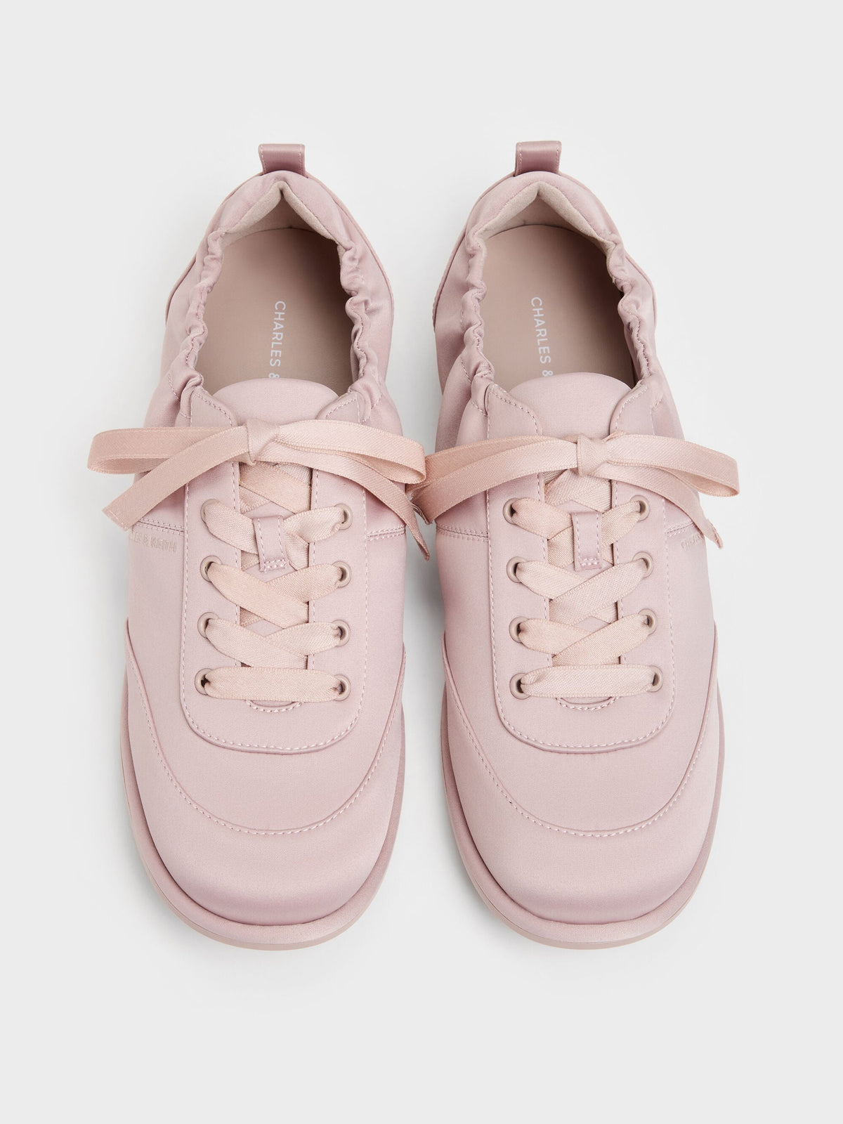 Satin Ruched Sneakers - Pink | CHARLES & KEITH