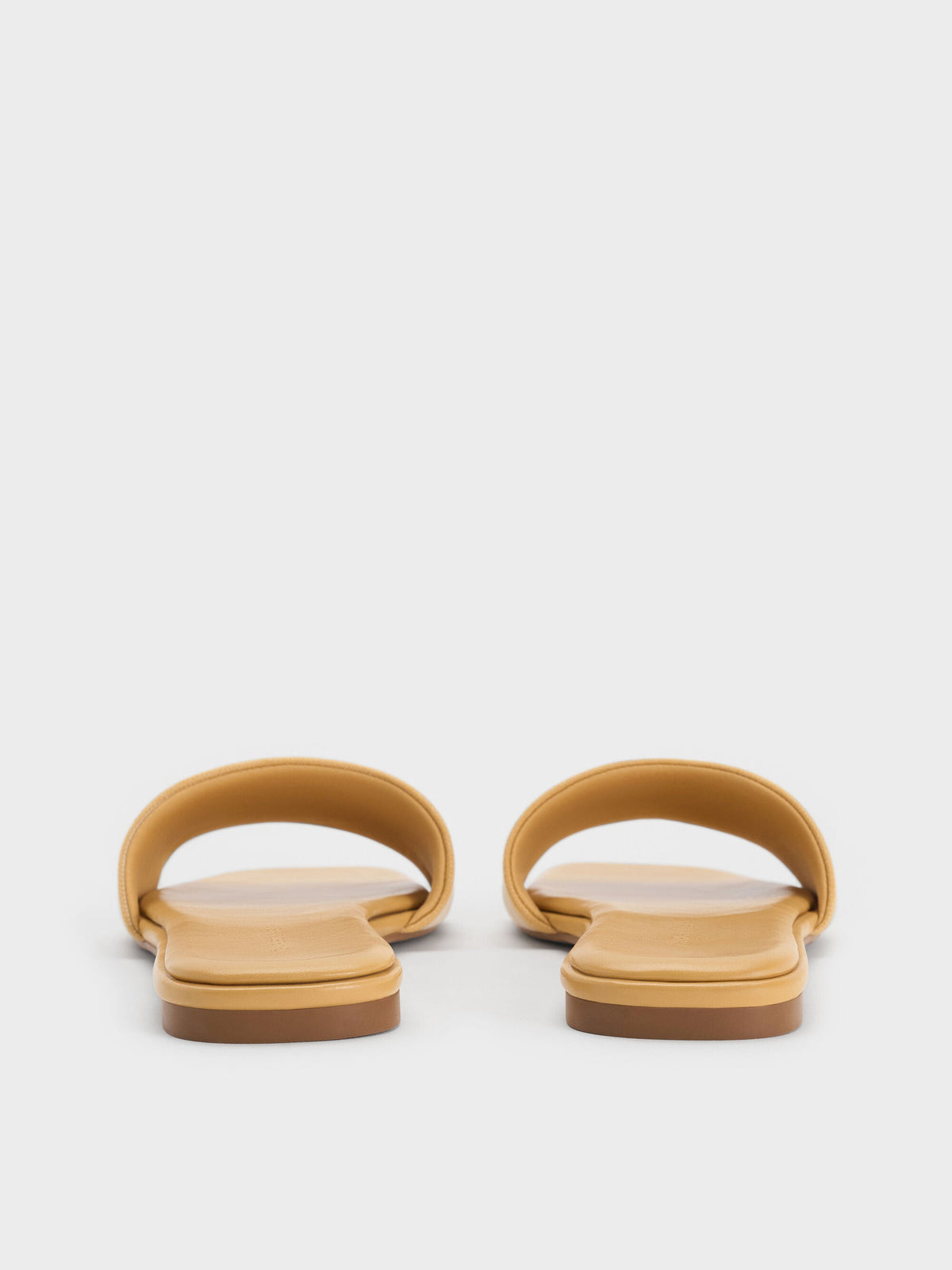 Striped Square-Toe Slide Sandals - Yellow | CHARLES & KEITH