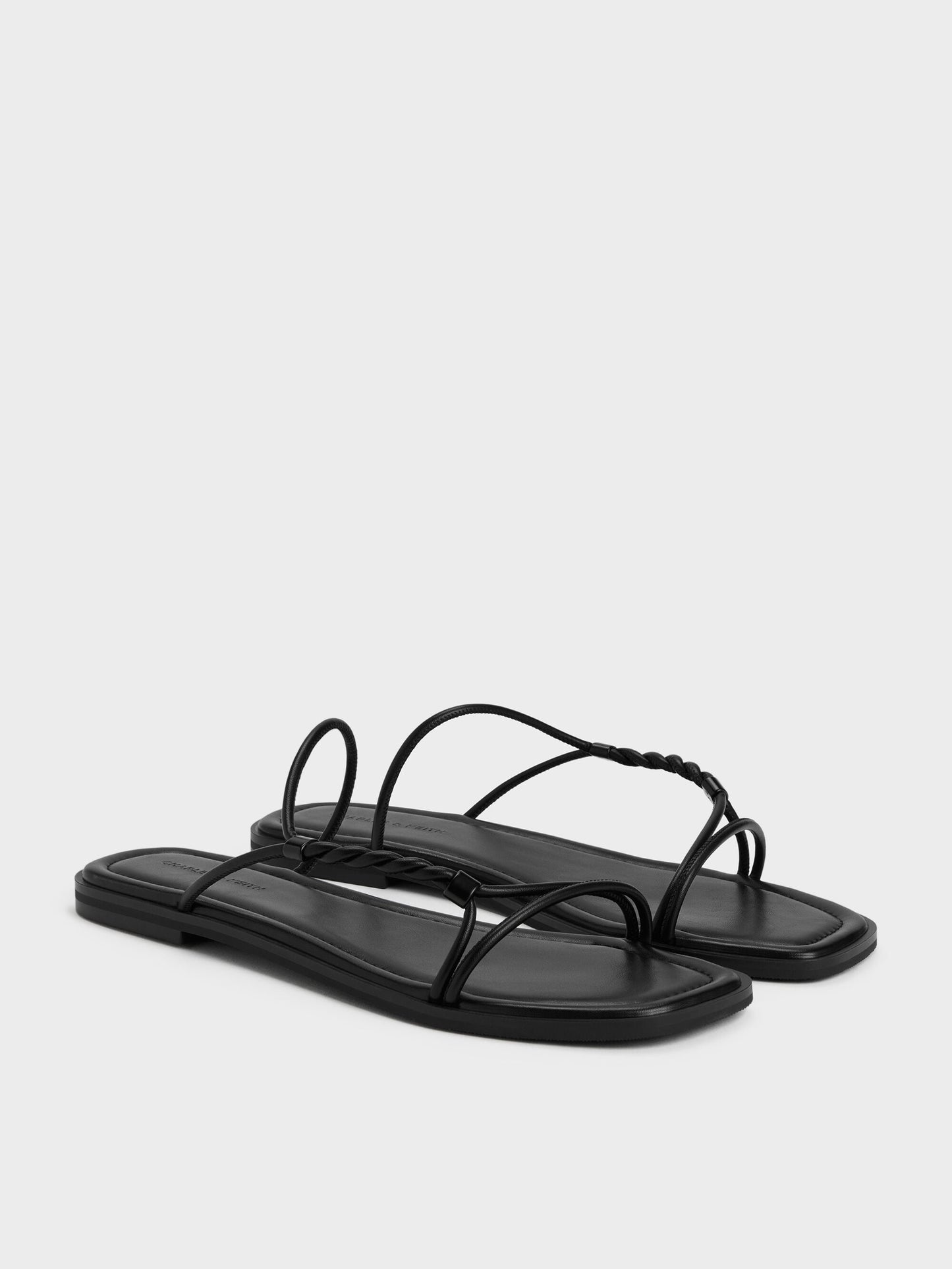 Fianna Twist-Strap Slide Sandals - Black | CHARLES & KEITH