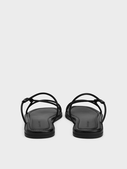 Fianna Twist-Strap Slide Sandals - Black | CHARLES & KEITH