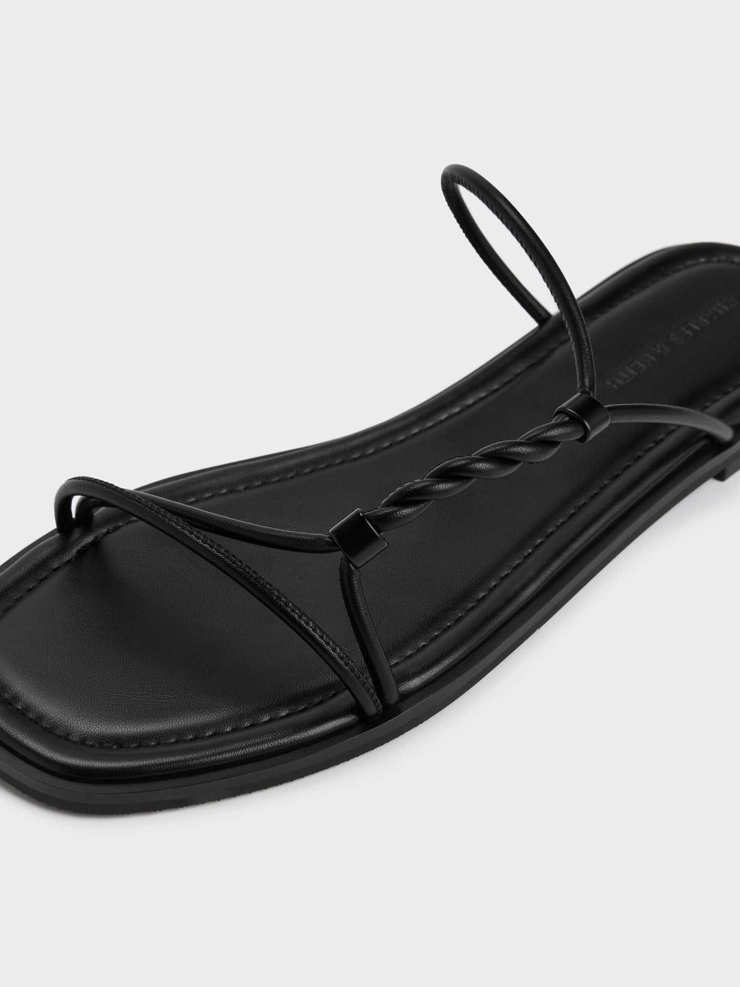 Fianna Twist-Strap Slide Sandals - Black | CHARLES & KEITH