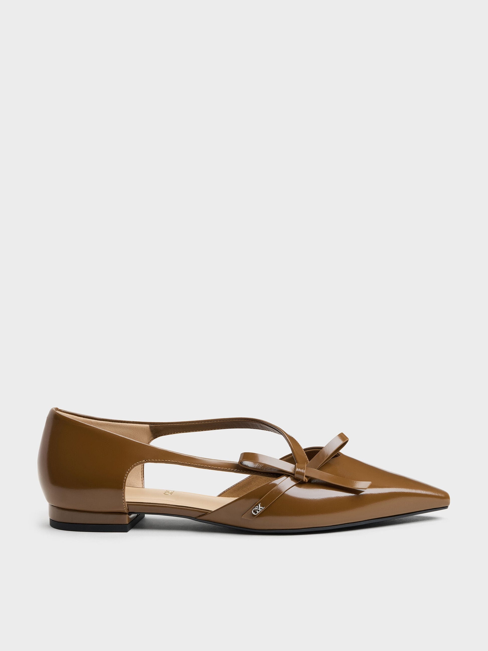 Anastasia Leather D'Orsay Flats - Brown | CHARLES & KEITH