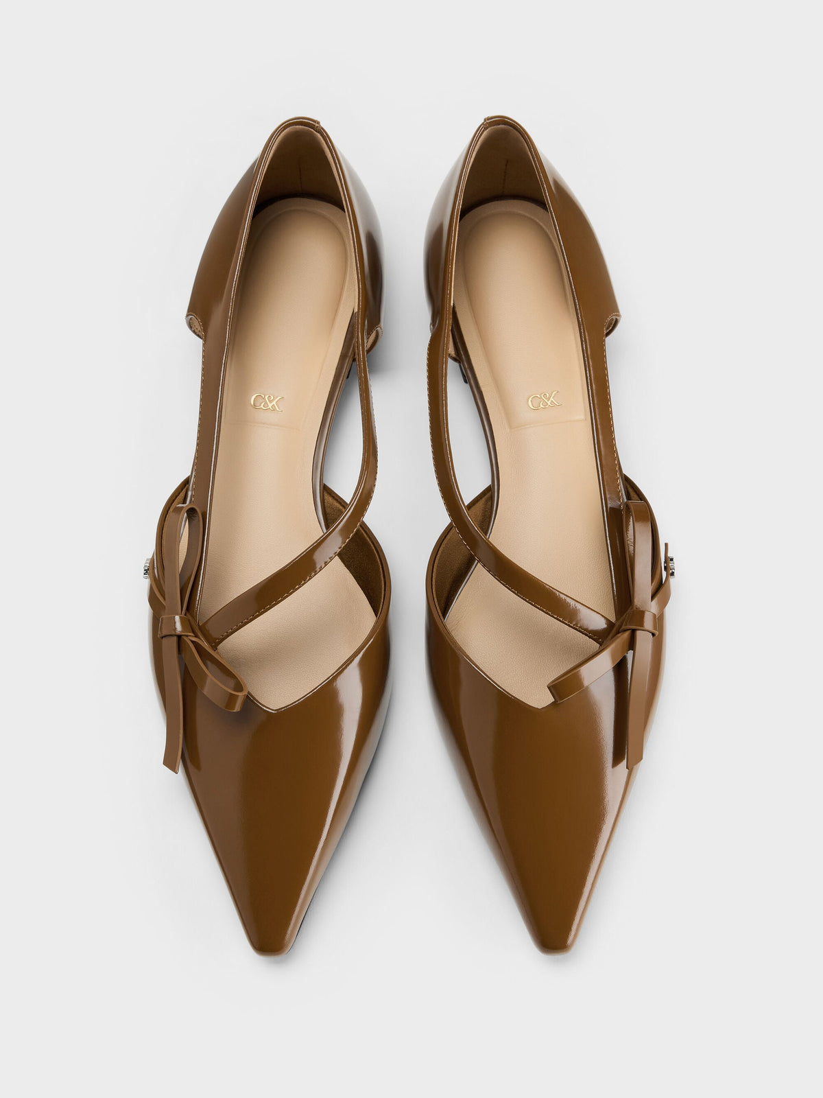 Anastasia Leather D'Orsay Flats - Brown | CHARLES & KEITH
