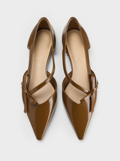 Anastasia Leather D'Orsay Flats - Brown | CHARLES & KEITH