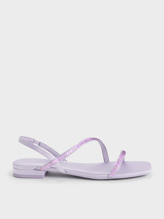 Briella Sequinned Strappy Sandals - Lilac | CHARLES & KEITH