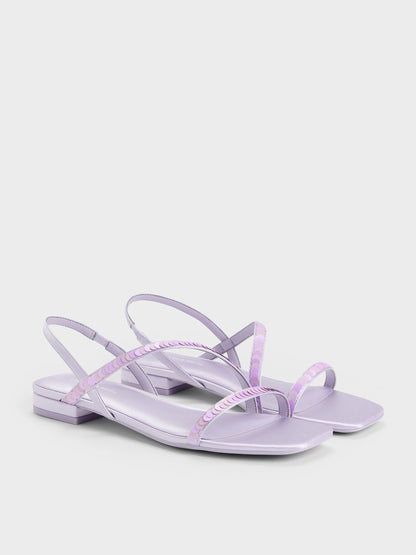 Briella Sequinned Strappy Sandals - Lilac | CHARLES & KEITH