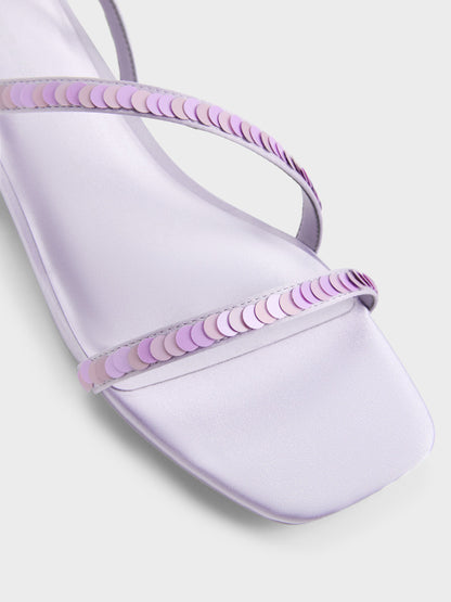 Briella Sequinned Strappy Sandals - Lilac | CHARLES & KEITH