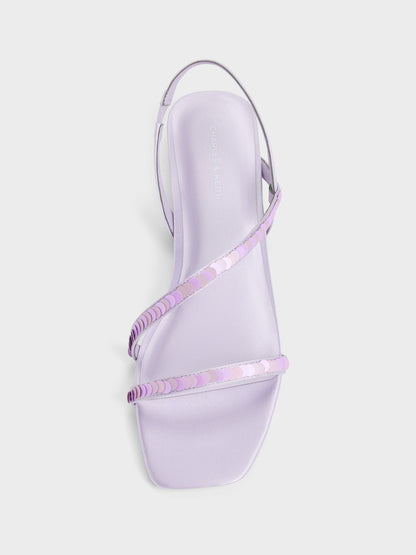 Briella Sequinned Strappy Sandals - Lilac | CHARLES & KEITH