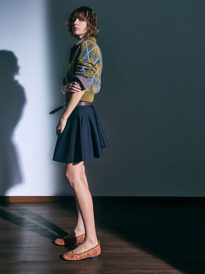 Leather Embroidered Ballet Flats - Cognac | CHARLES & KEITH
