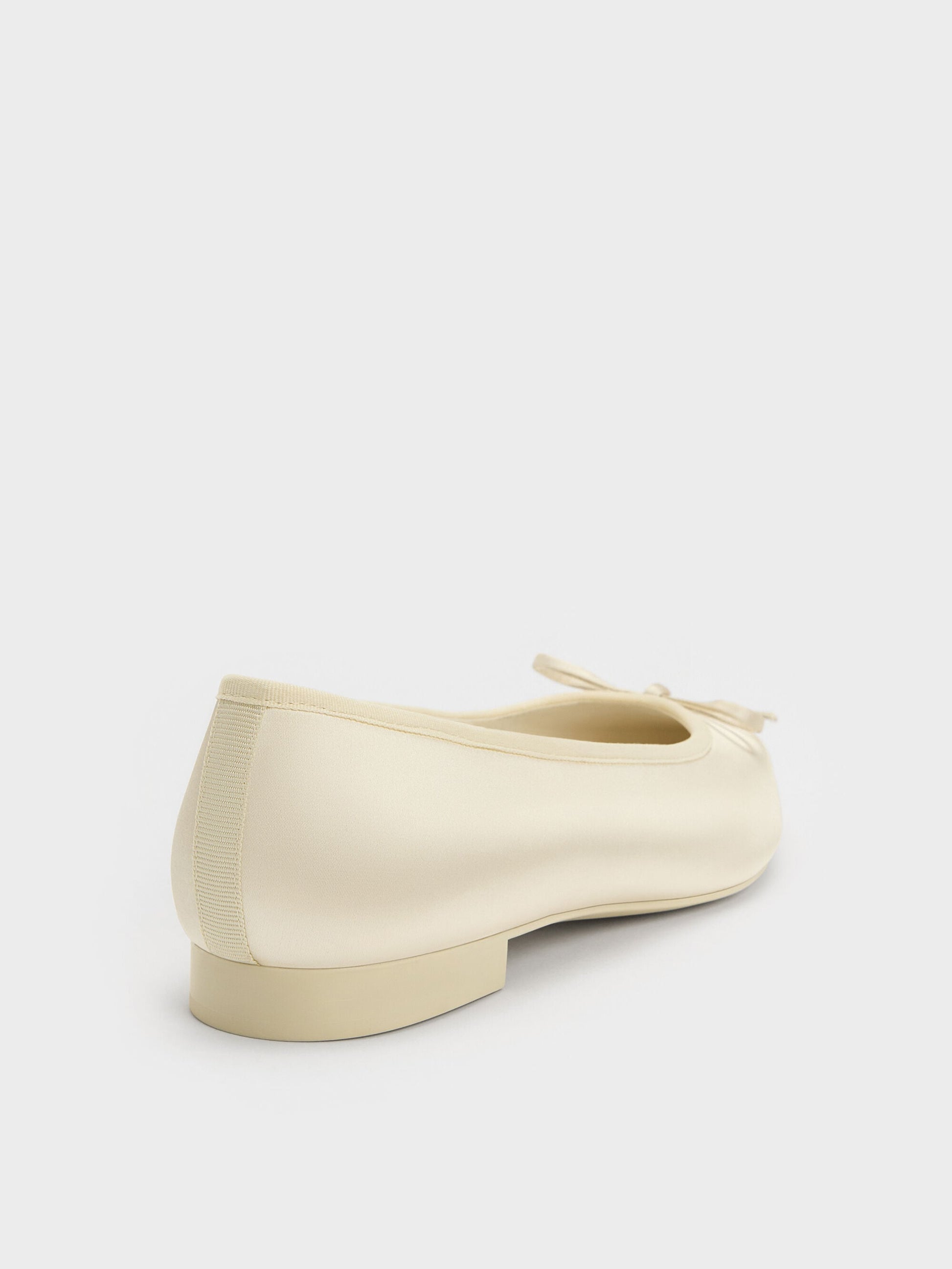 Briella Satin Cap-Toe Flats - Cream | CHARLES & KEITH
