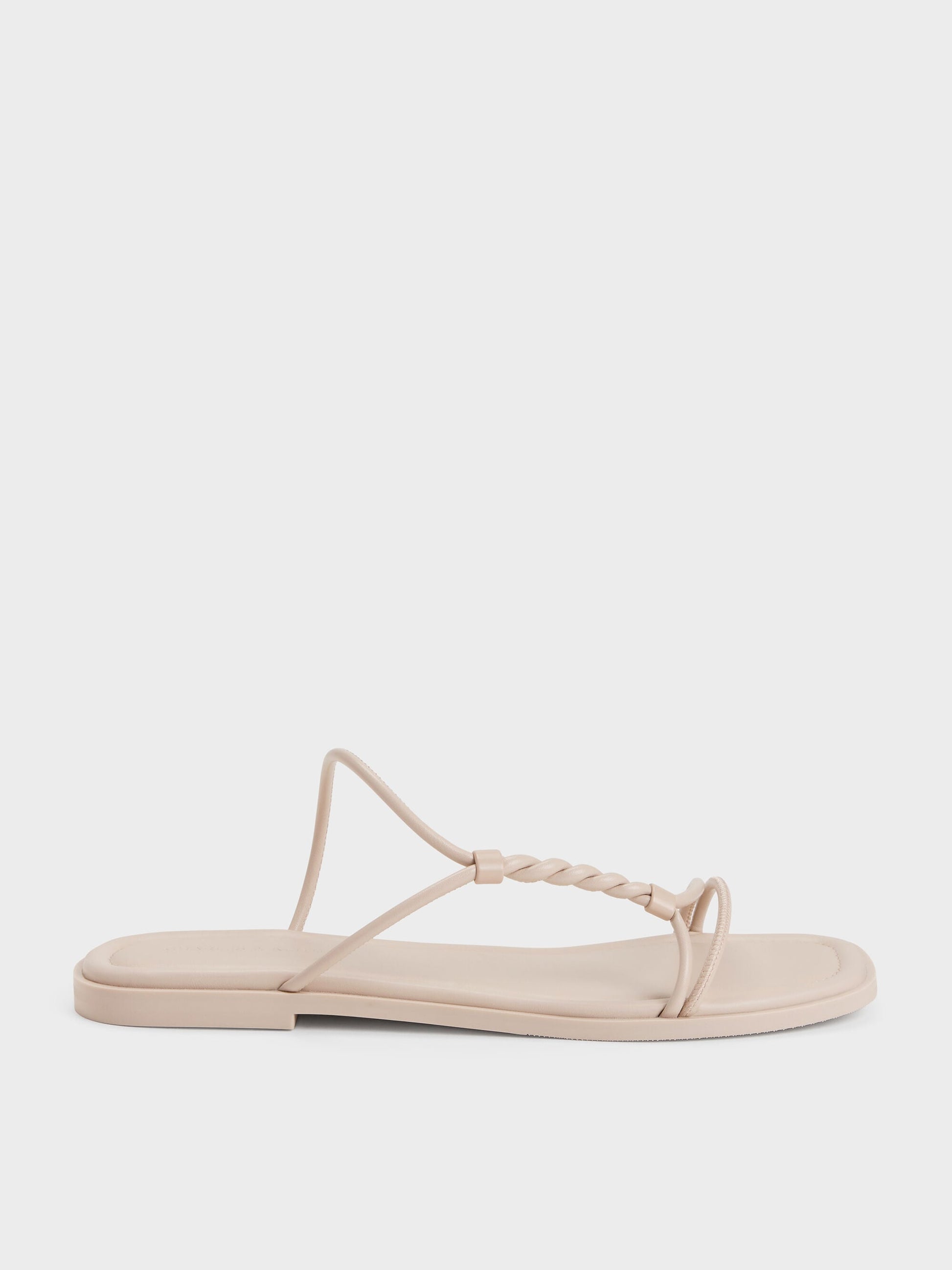 Fianna Twist-Strap Slide Sandals - Beige | CHARLES & KEITH