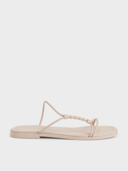 Fianna Twist-Strap Slide Sandals - Beige | CHARLES & KEITH