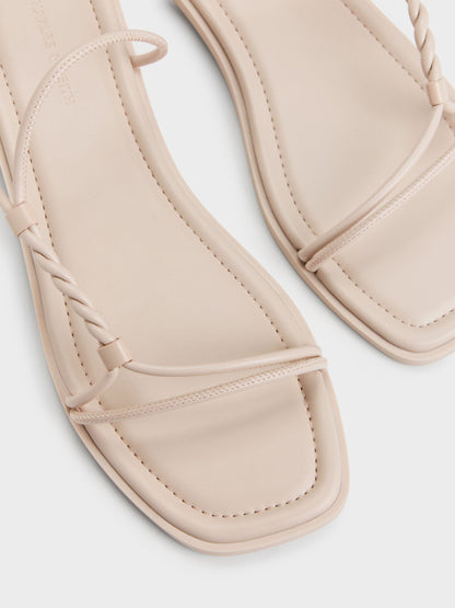 Fianna Twist-Strap Slide Sandals - Beige | CHARLES & KEITH
