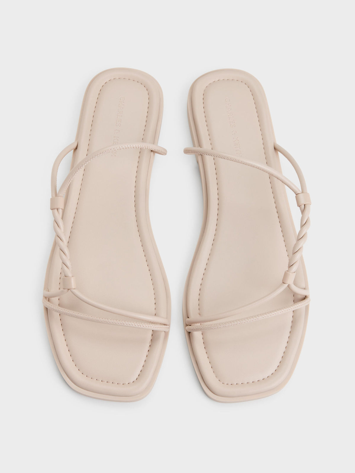 Fianna Twist-Strap Slide Sandals - Beige | CHARLES & KEITH