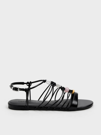 Georgie Bead Strappy Sandals - Black | CHARLES & KEITH