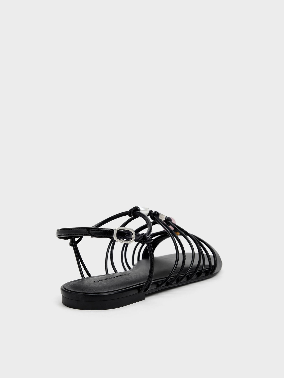 Georgie Bead Strappy Sandals - Black | CHARLES & KEITH