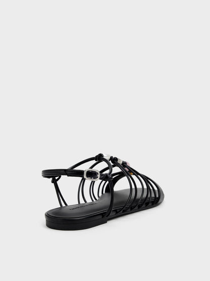 Georgie Bead Strappy Sandals - Black | CHARLES & KEITH