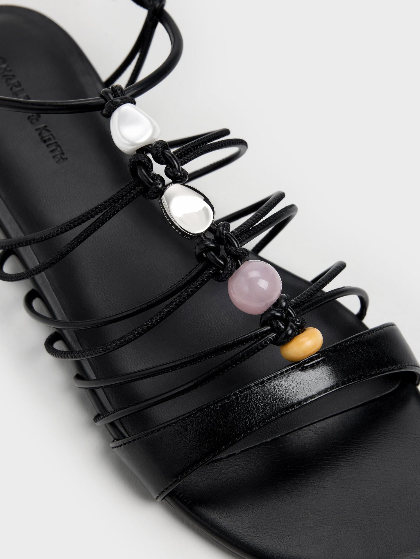 Georgie Bead Strappy Sandals - Black | CHARLES & KEITH