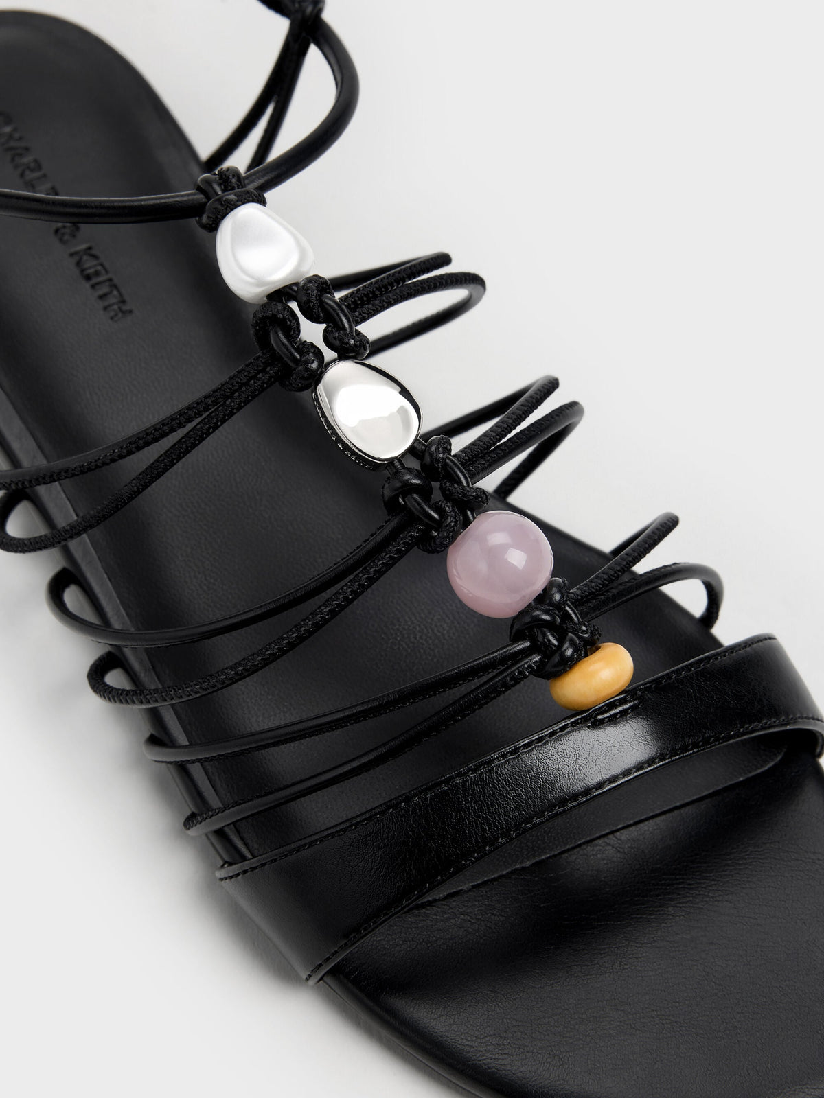 Georgie Bead Strappy Sandals - Black | CHARLES & KEITH