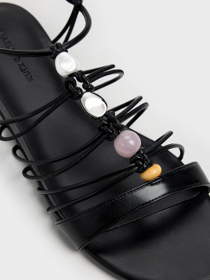 Georgie Bead Strappy Sandals - Black | CHARLES & KEITH