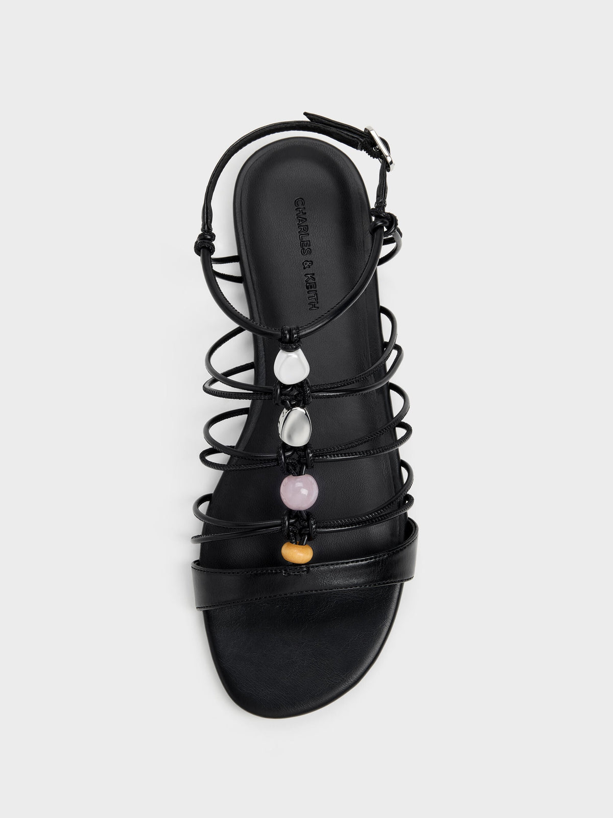 Georgie Bead Strappy Sandals - Black | CHARLES & KEITH