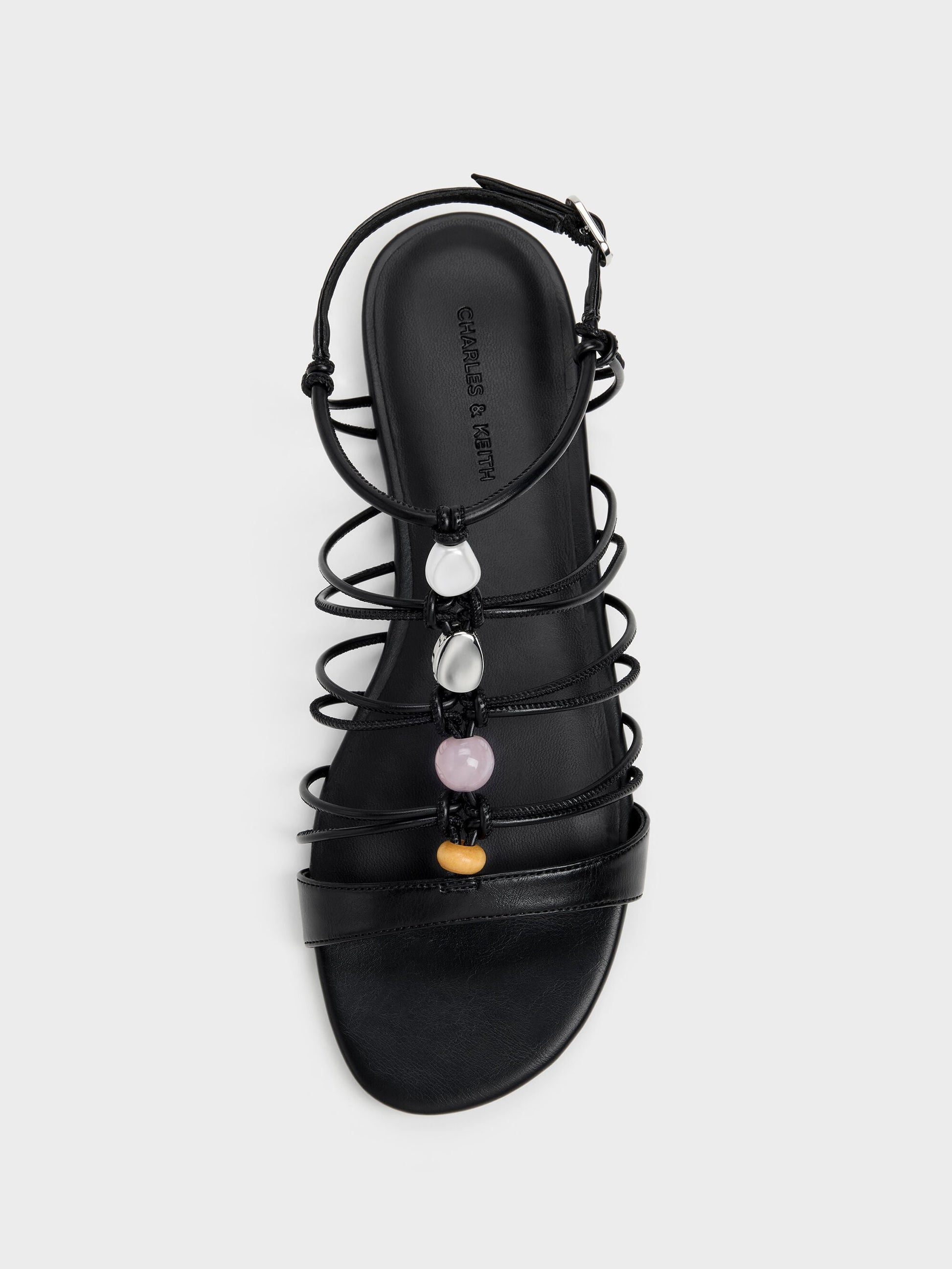 Georgie Bead Strappy Sandals - Black | CHARLES & KEITH
