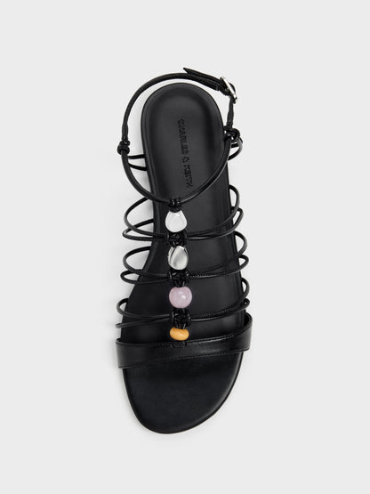 Georgie Bead Strappy Sandals - Black | CHARLES & KEITH