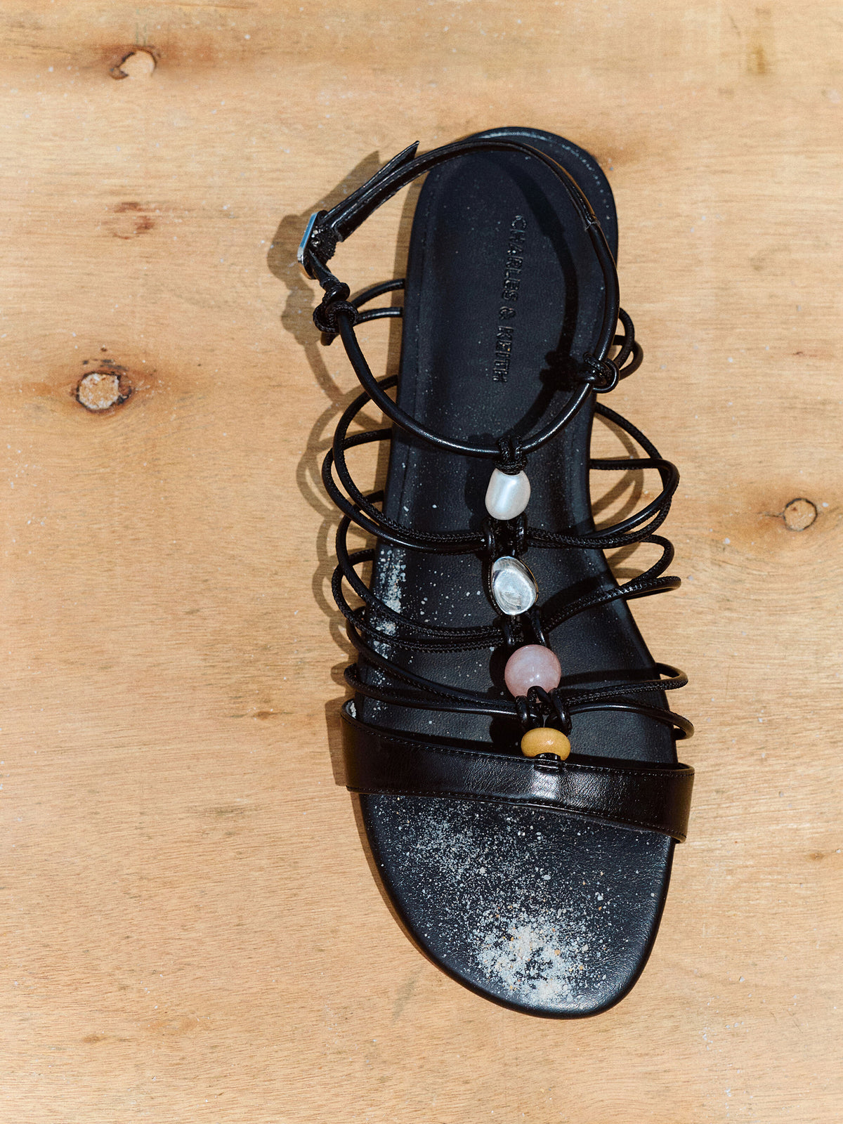 Georgie Bead Strappy Sandals - Black | CHARLES & KEITH