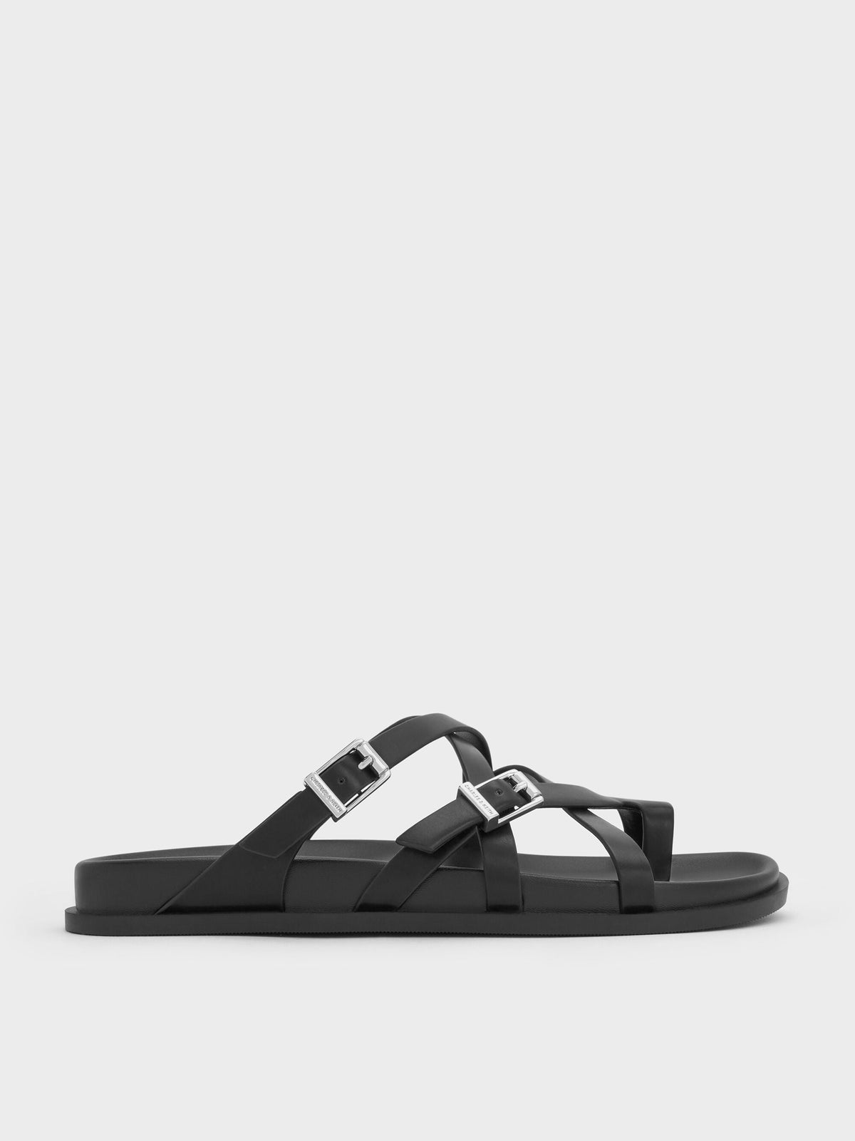 Crossover Toe-Ring Sandals - Black | CHARLES & KEITH