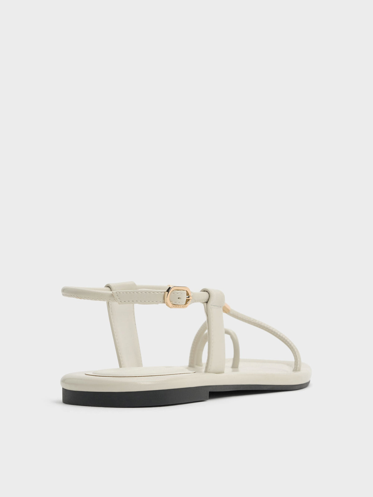 Metallic-Accent Toe-Ring Sandals - Chalk | CHARLES & KEITH