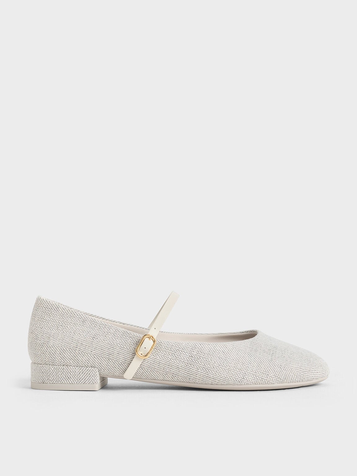 Gertrude Tweed Mary Janes - Light Grey | CHARLES & KEITH