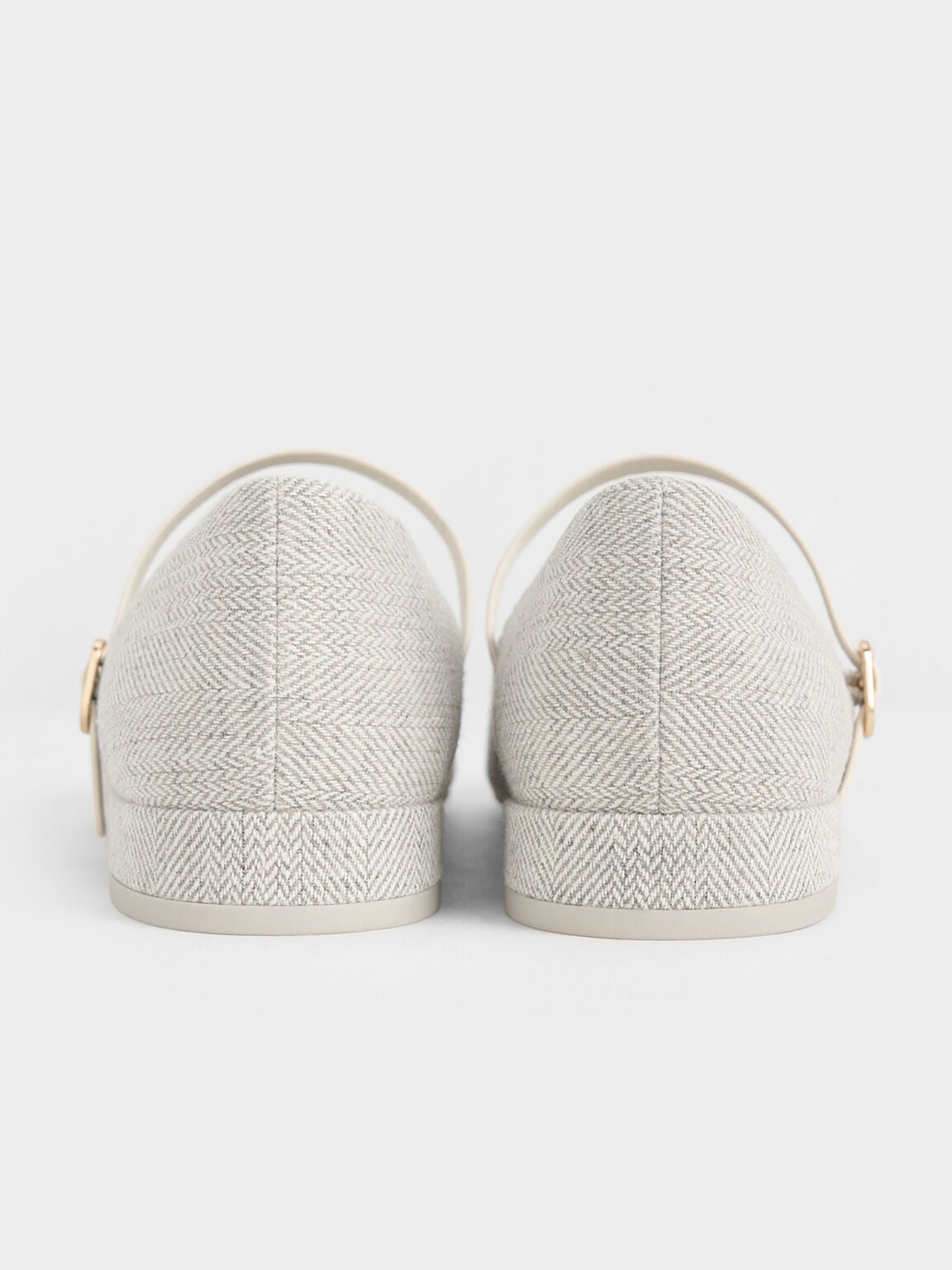 Gertrude Tweed Mary Janes - Light Grey | CHARLES & KEITH