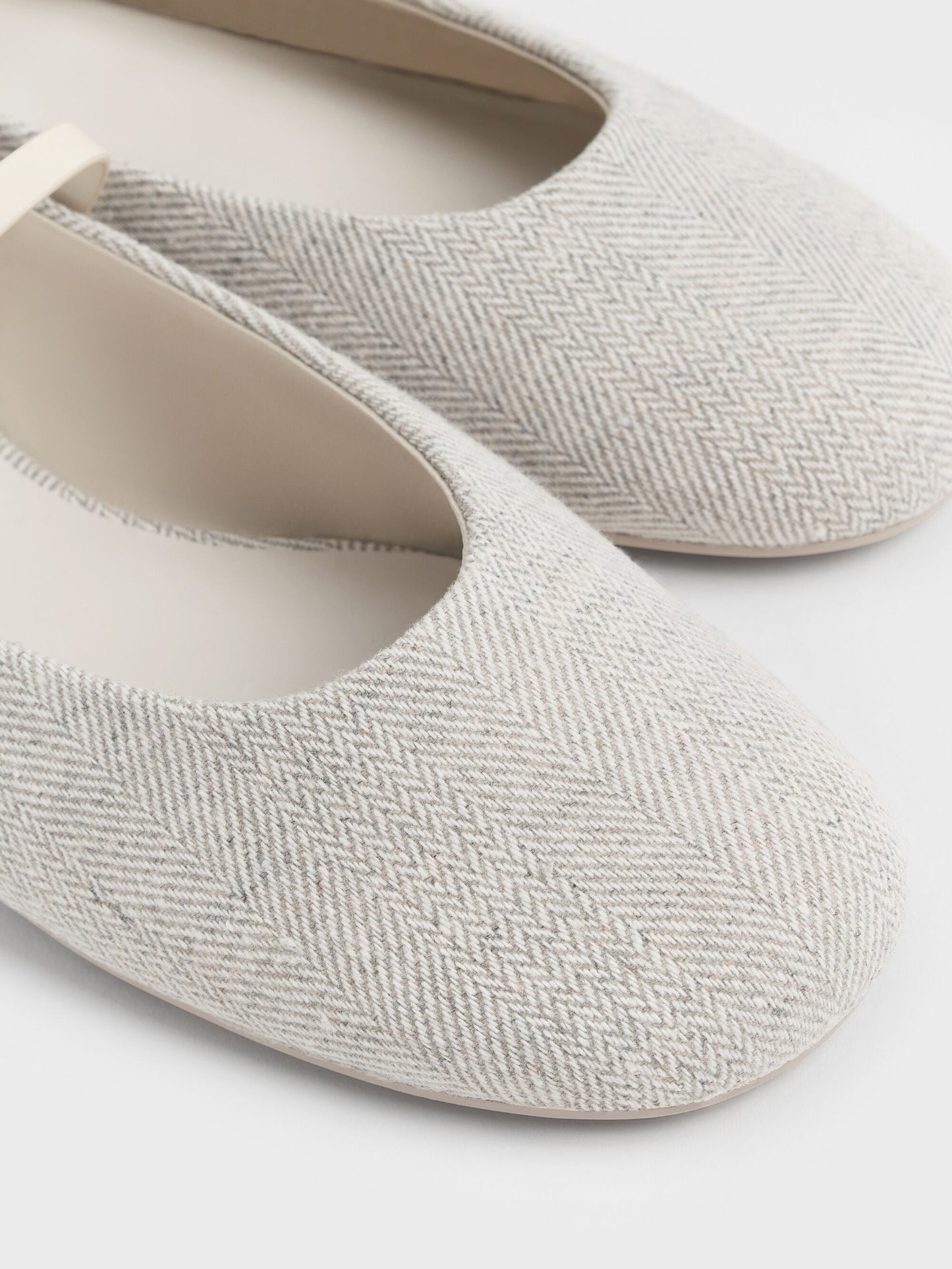 Gertrude Tweed Mary Janes - Light Grey | CHARLES & KEITH