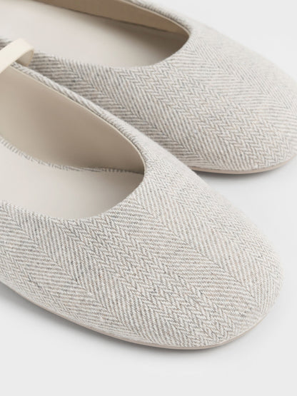 Gertrude Tweed Mary Janes - Light Grey | CHARLES & KEITH